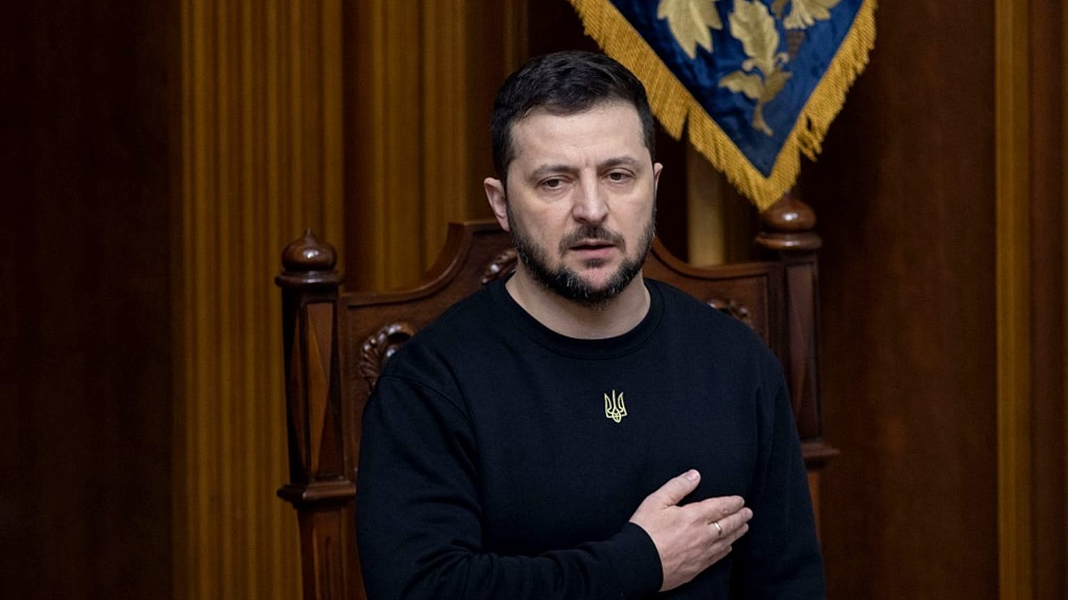 Präsident Wolodymyr Selenskyj im Parlament in Kiew in der Ukraine