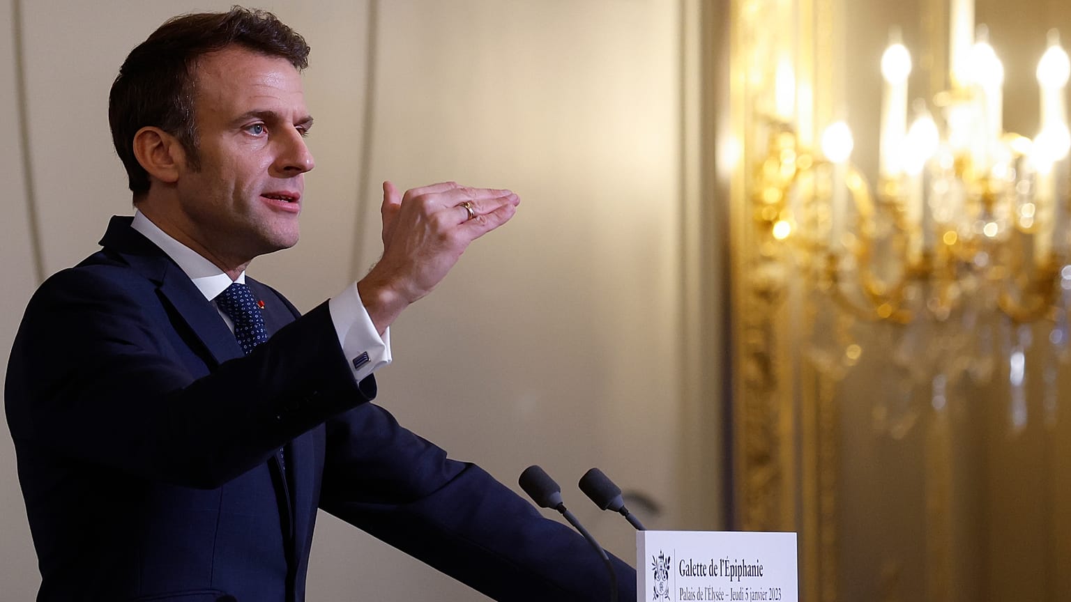 Le président français Emmanuel Macron à l'Élysée, à Paris, jeudi 5 janvier 2023.
