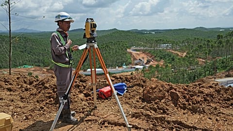 A worker at the construction site of the new capital city in East Kalimantan, Indonesia, 8 March 2023. 