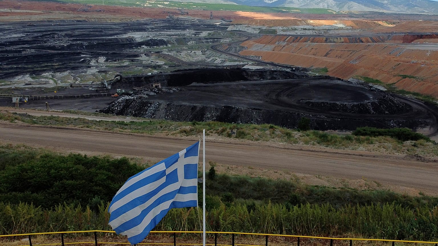 Yunanistan'da bir linyit madeni