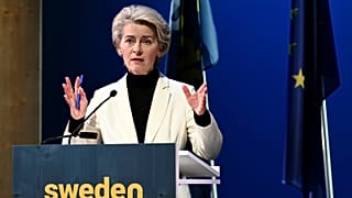 La présidente de la Commission européenne à Kiruna lors la visite du Collège des Commissaires