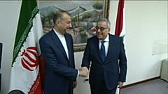 وزير الخارجية الإيراني حسين أمير عبد اللهيان رفقة نظيره اللبناني عبدالله بو حبيب.
