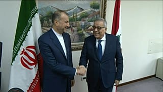 وزير الخارجية الإيراني حسين أمير عبد اللهيان رفقة نظيره اللبناني عبدالله بو حبيب.