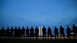 Военное оцепление возле Национального конгресса Бразилии, 11 января 2023 года.