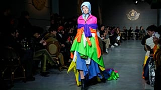 A model wears a creation as part of the K-Way menswear Fall-Winter 2023-24 collection presented in Milan, Italy, Saturday, Jan. 14, 2023.