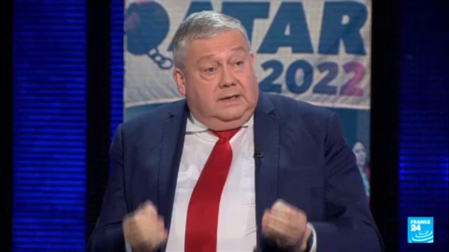 capture d'image d'une vidéo de débat avec l'eurodéputé belge Marc Tarabella diffusé sur France 24