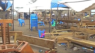 Eglise pentecôtiste de Kasindi, après avoir été frappée par un attentat, le 15 janvier 2023