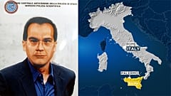 Composite image of arrested Mafia boss Matteo Messina Denaro and map of Italy