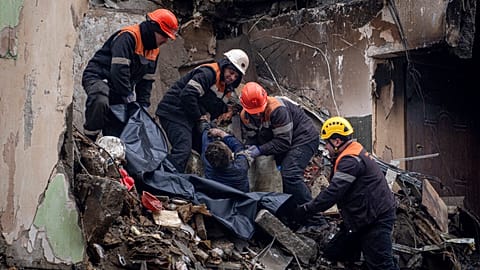 Dnipro bombed apartment block