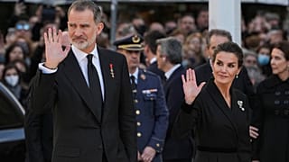 El rey Felipe de España, y la reina Letizia durante el funeral del ex rey de Grecia Constantino II en Atenas, el lunes 16 de enero de 2023.