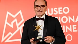Actor Kevin Spacey poses with his Lifetime Achievement Award at the National Museum of Cinema in Turin - Monday 16 Jan.