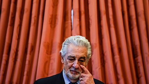 Opera tenor Placido Domingo attends an awards ceremony in the Royal Theatre in Madrid, Spain, June 10, 2021.