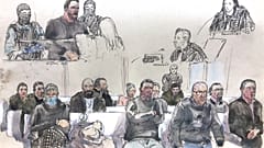 Un croquis des prévenus lors du procès 17/01/23