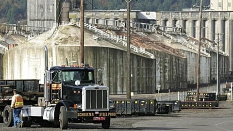 The international shipping terminal of Schnitzer Steel Industries Inc. in Portland, Oregon.