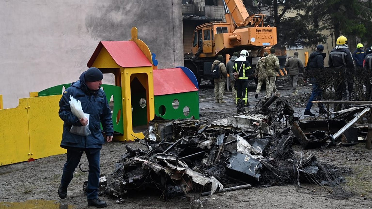 Local de queda de helicóptero em Brovary