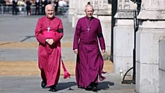  Stephen Geoffrey Cottrell SCP, left and the Archbishop of Canterbury Justin Welby walk in Westminster on 14 September 2022