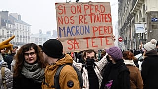 Protesto contra a reforma do sistema de pensões em Rennes