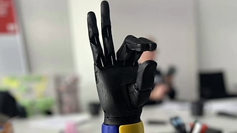 Image shows the 'Hero Arm', a state-of-the-art prosthesis developed by British tech company, Open Bionics.