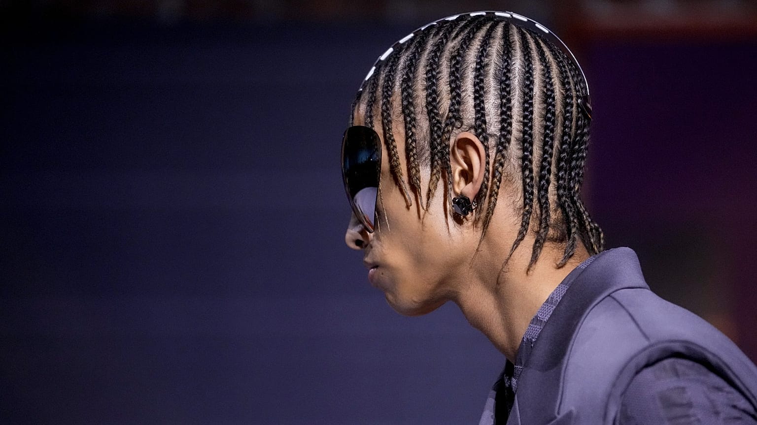 A model wears a creation as part of the Louis Vuitton menswear Fall-Winter 2023-24 collection presented in Paris.