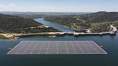 The floating solar panel field at the Alqueva Dam in Portugal.