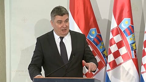 Zoran Milanovic, President of Croatia, speaking in Budapest