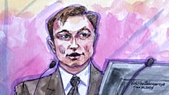 Elektrikli otomobil üreticisi Tesla'nın Üst Yöneticisi Elon Musk'ın duruşma çizimi