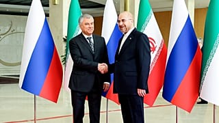 دیدار قالیباف، رییس مجلس شورای اسلامی ایران با رئیس دومای دولتی مجلس فدرال فدراسیون روسیه