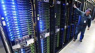 A Facebook data centre, where computer servers store users' photos and other data, in Prineville Ore, US.