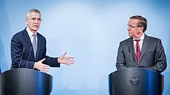 Пресс-конференция Йенса Столтенберга и Бориса Писториуса, 24 января 2023 года.