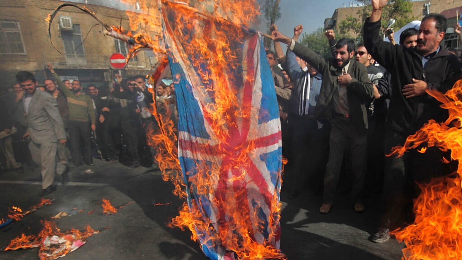 An anti-British demonstration in front of the British Embassy, in Tehran, Iran, Thursday, Nov. 4, 2010. Such protests are typically organised by the government. 