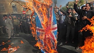 An anti-British demonstration in front of the British Embassy, in Tehran, Iran, Thursday, Nov. 4, 2010. Such protests are typically organised by the government. 