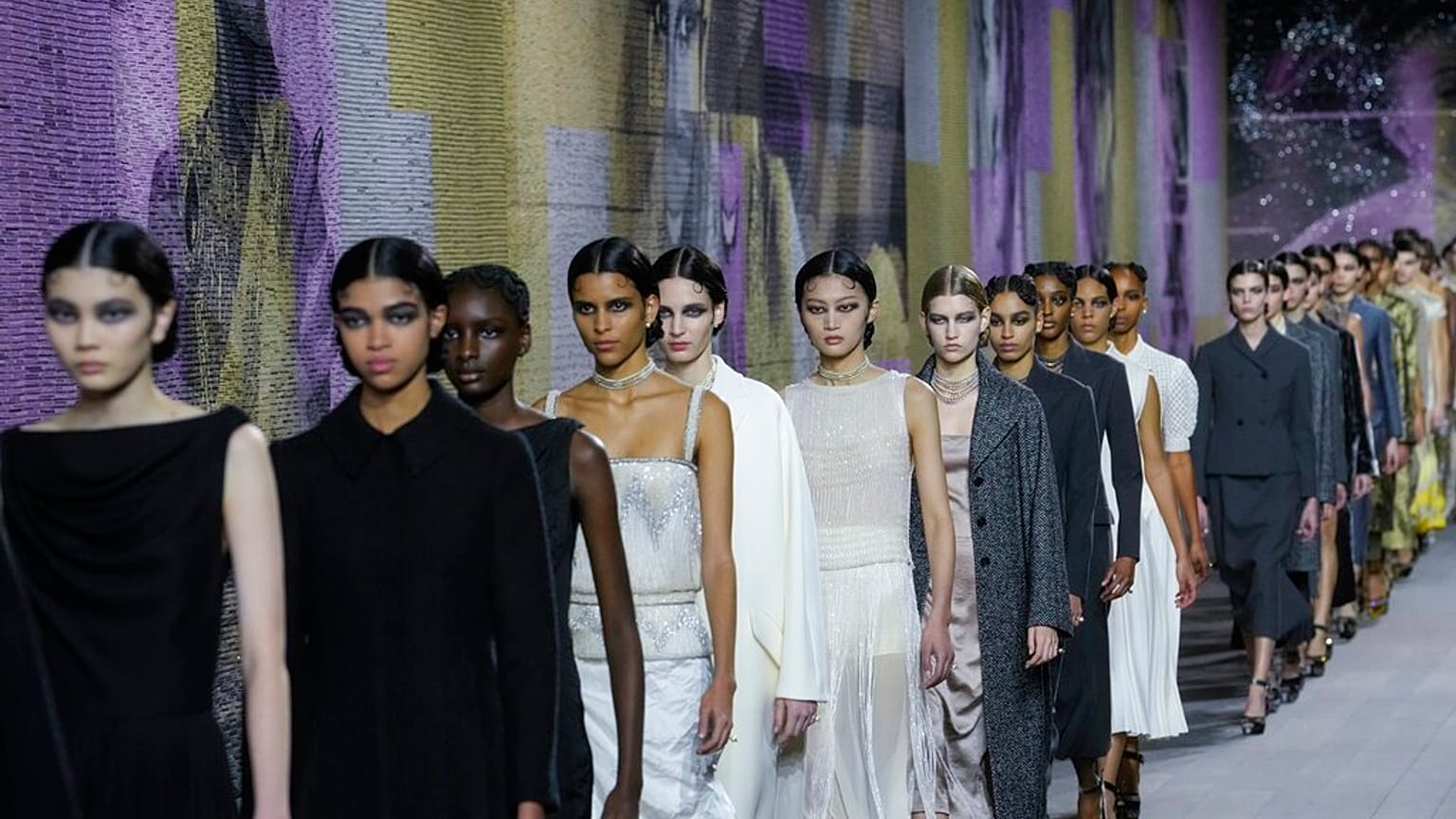 Models wear creations as part of the Dior Haute Couture Spring-Summer 2023 collection presented in Paris.