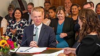 Chris Hipkins bei der Vereidigung