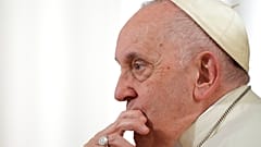 Pope Francis pauses during an interview with The Associated Press at The Vatican, Tuesday, Jan. 24, 2023.