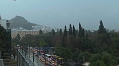Starker Regen in Athen, überflutete Straßen