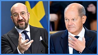 Charles Michel, az Európai Tanács elnöke és Olaf Scholz német kancellár