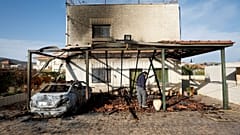 منزل الفلسطيني عدة جبارة الذي أحرقه مستوطنون إسرائيليون بقرية ترمسعيا شمال شرقي رام الله 