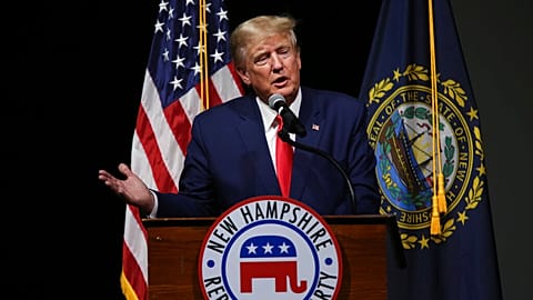 Former President Donald Trump speaks at a campaign event at the South Carolina Statehouse, Saturday, Jan. 28, 2023.