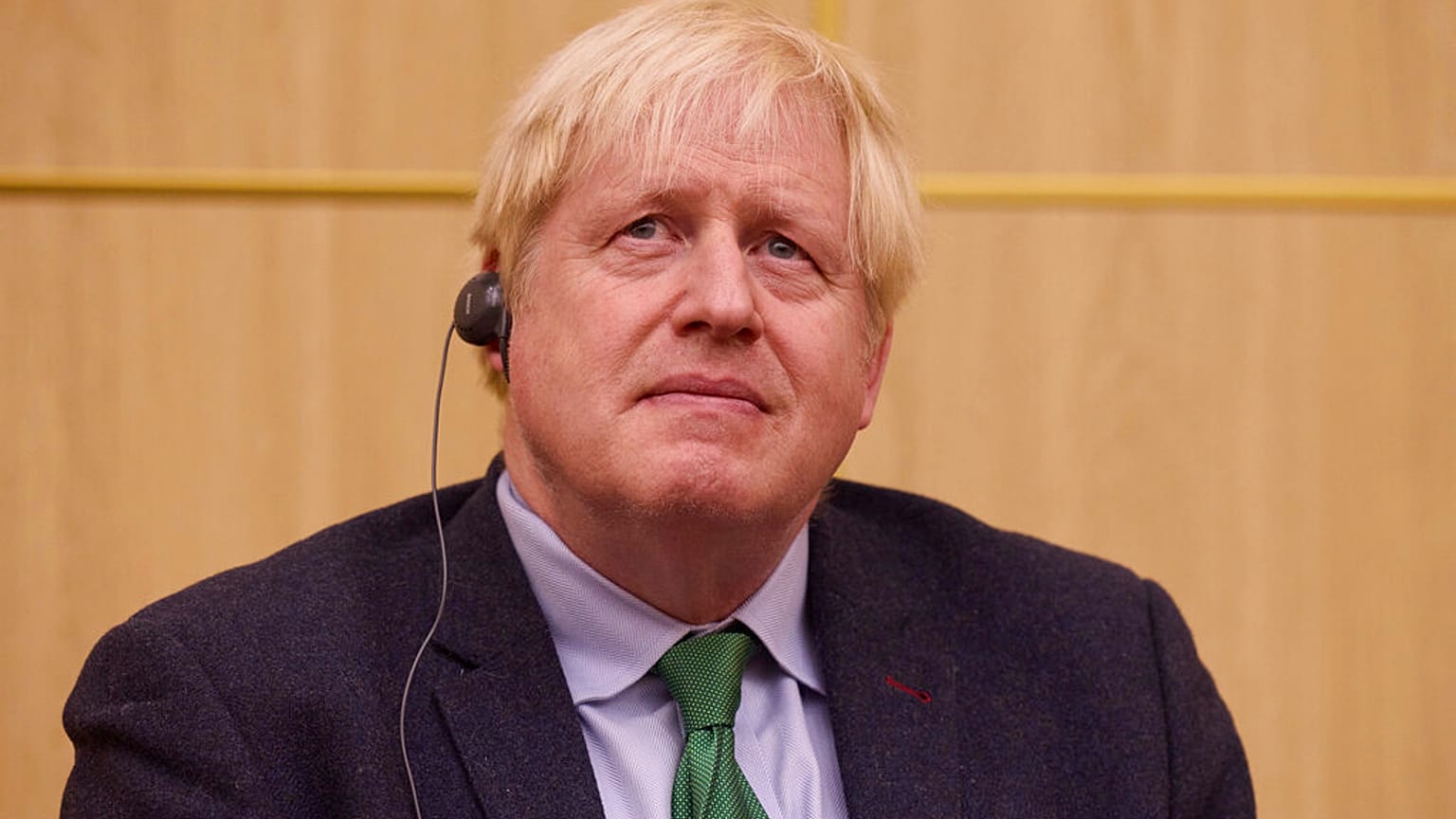 Boris Johnson a kijevi egyetemen, 2023 január 22-én, egy előadás közben