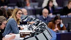 European Parliament's President Roberta Metsola chairs the vote for vice-president of parliament, Jan. 18, 2023 in Strasbourg, eastern France.