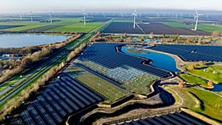 A solar park under construction in Flevopolder, the Netherlands - the "unquestionable solar energy leader of 2022" according to Ember's report. 