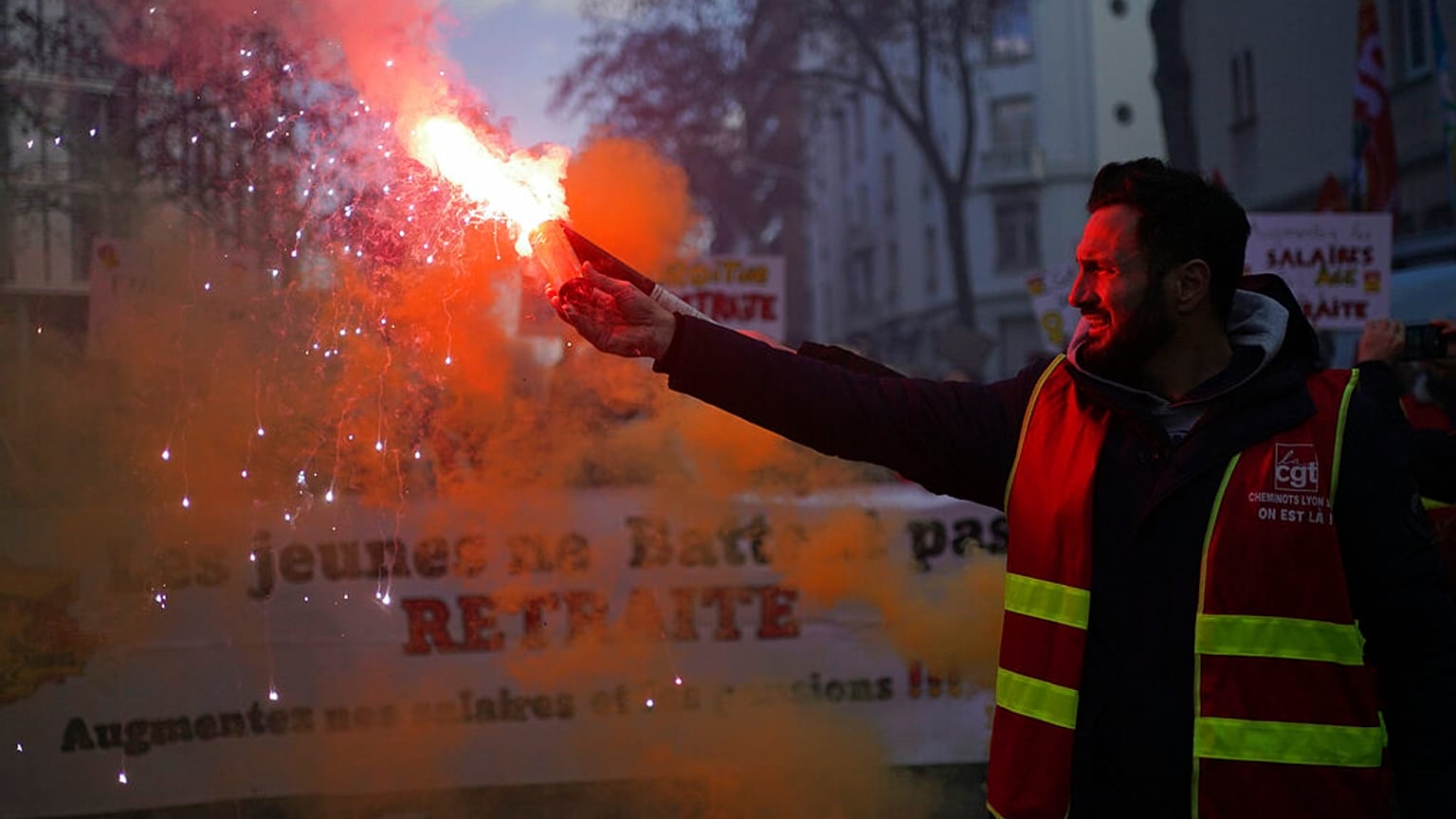 Proteste in Lyon in Frankreich gegen die Rentenreform