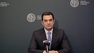 Ο υπουργός Περιβάλλοντος και Ενέργειας Κώστας Σκρέκας ανακοινώνει τις επιδοτήσεις ρεύματος για τον Φεβρουάριο
