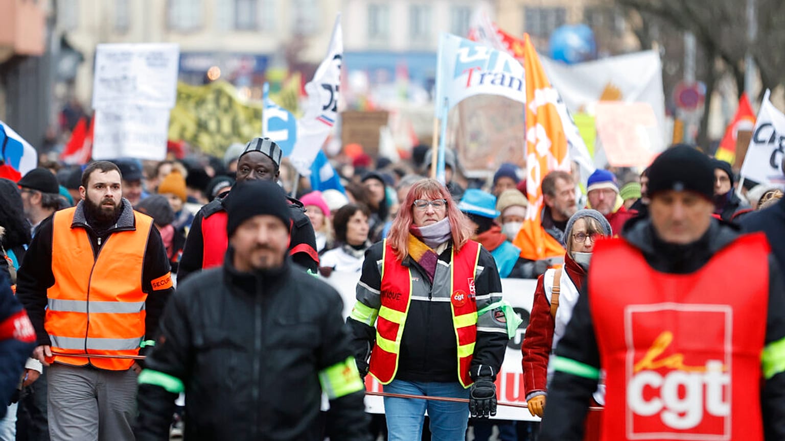 Protestos contra a reforma das pensões em Estrasburgo