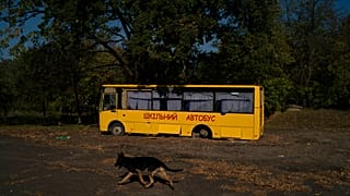 Kilőtt iskolabusz Kelet-Ukrajnában 