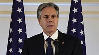 وزير الخارجية الأمريكي أنتوني بلينكن خلال لقائه مع الرئيس الإسرائيلي إسحاق هرتسوغ في القدس. 