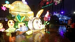 People look at lanterns for the Lantern Festival, marking the end of the Chinese lunar New Year celebrations in Taipei, Taiwan, Sunday, Feb. 5, 2023.