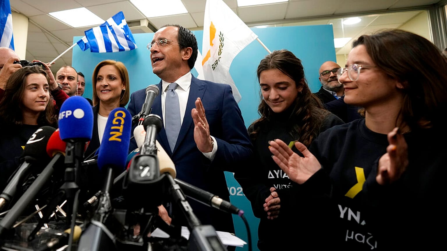 Nikos Christodoulides, candidat à la présidence chypriote, le 5 février 2023, Nicosie
