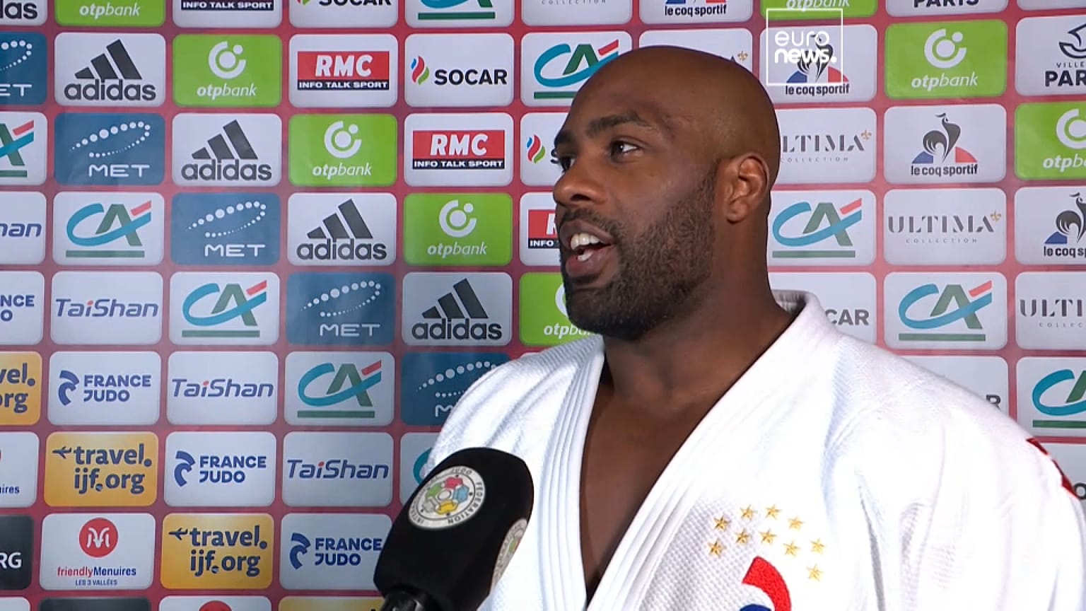 Teddy Riner, vencedor dos mais de 100 kg no Grand Slam de Judo de Paris 2023