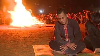 In Vietnam's northern Tuyen Quang province, members of the Pa Then ethnic group take part in a traditional male fire dancing ritual.